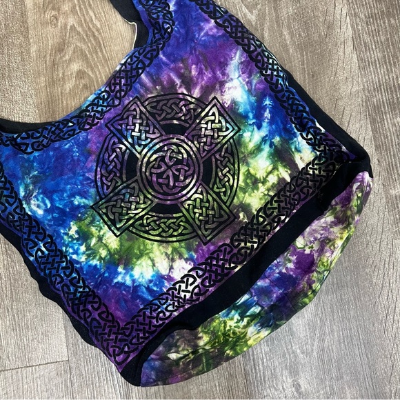 Brandless Handmade Tie Dye Celtic Knot Crossbody Hobo Tote Bag - Picture 12 of 14